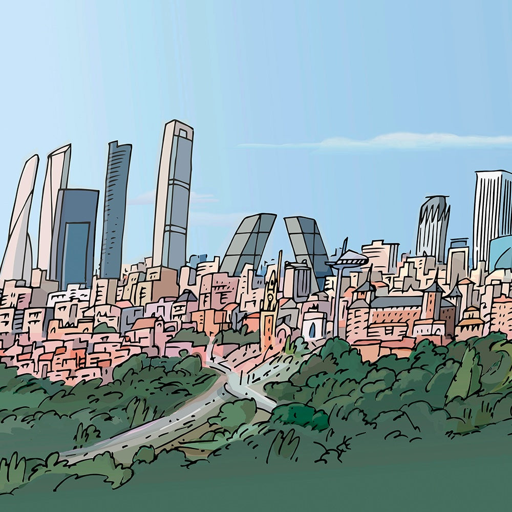 Panorámica Skyline de Madrid Cara Oeste Impresión Giclée