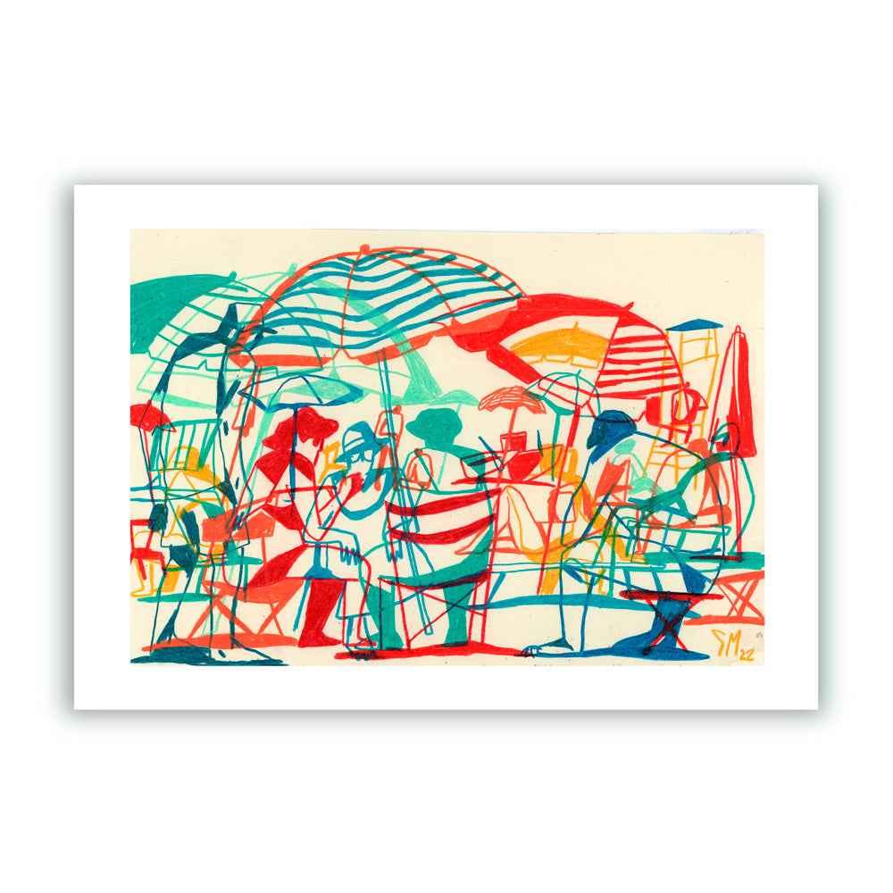 Of Parasols and Deckchairs Impression Giclée A3