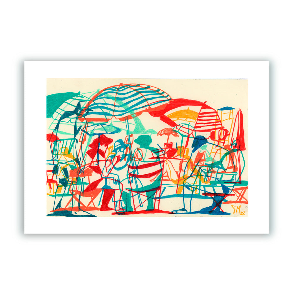 Of Parasols and Deckchairs Impression Giclée A5