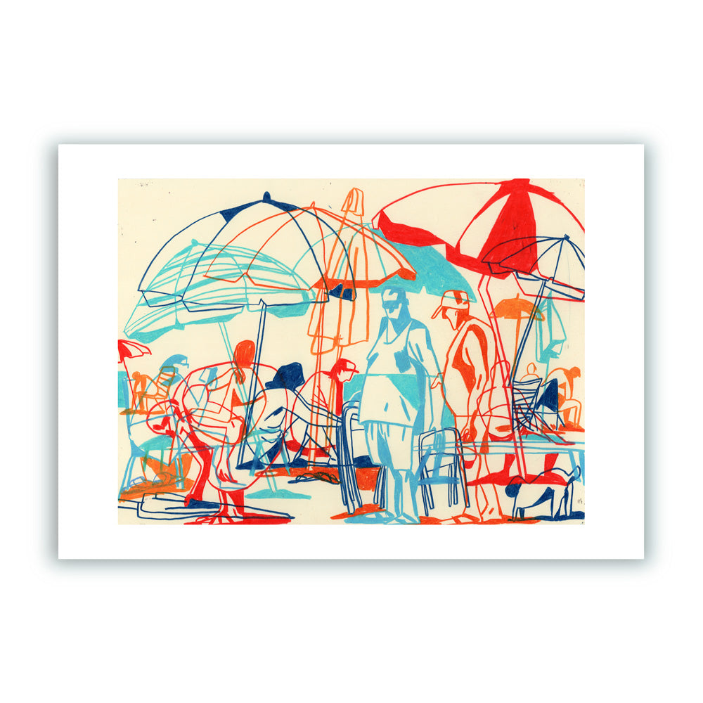 Passing Afternoon at the Beach Impression Giclée A3