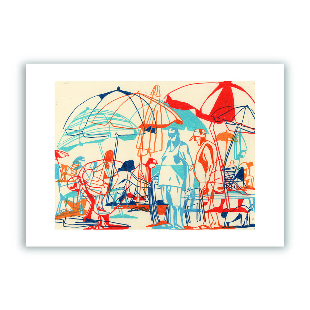 Passing Afternoon at the Beach Impression Giclée A5