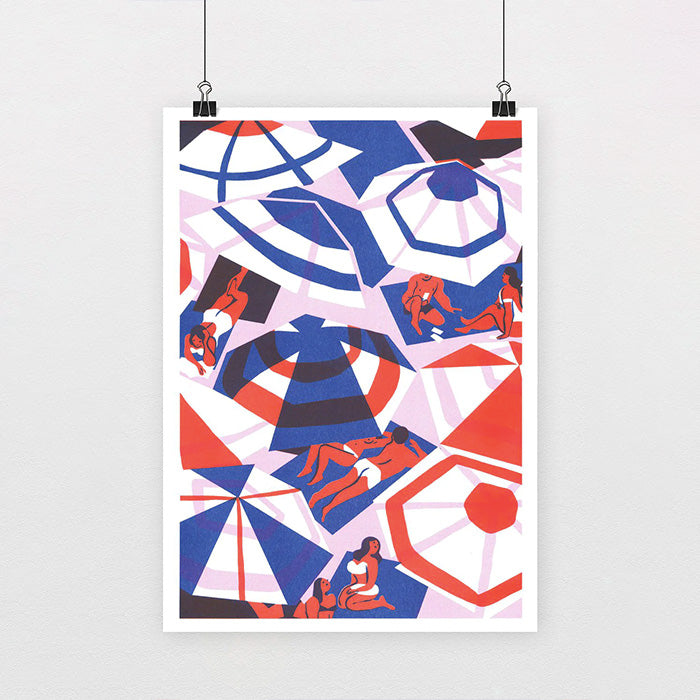 Plage (Rose Version) Risograph A3