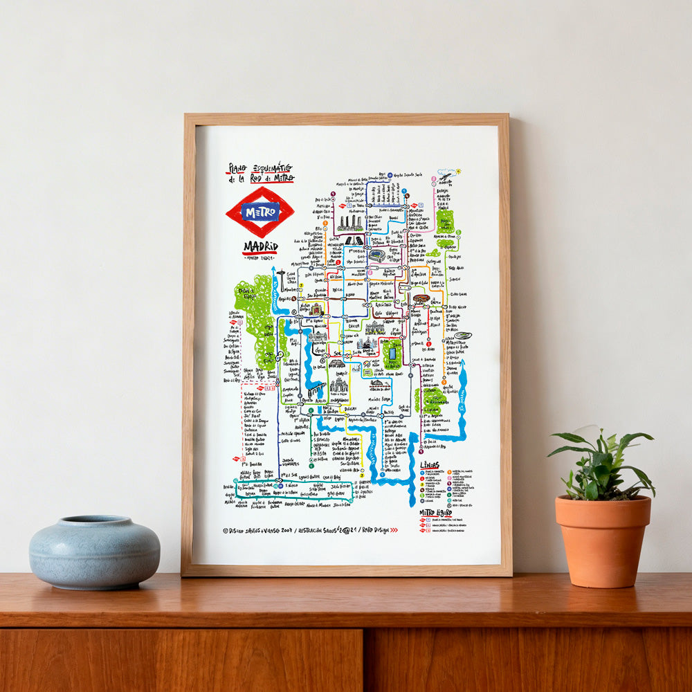 Plano de Metro Madrid Giclée Print