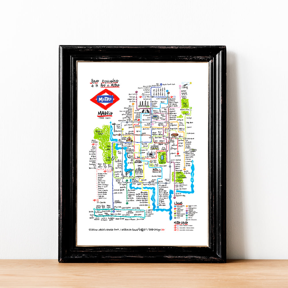 Plano de Metro Madrid Impresión Giclée A4