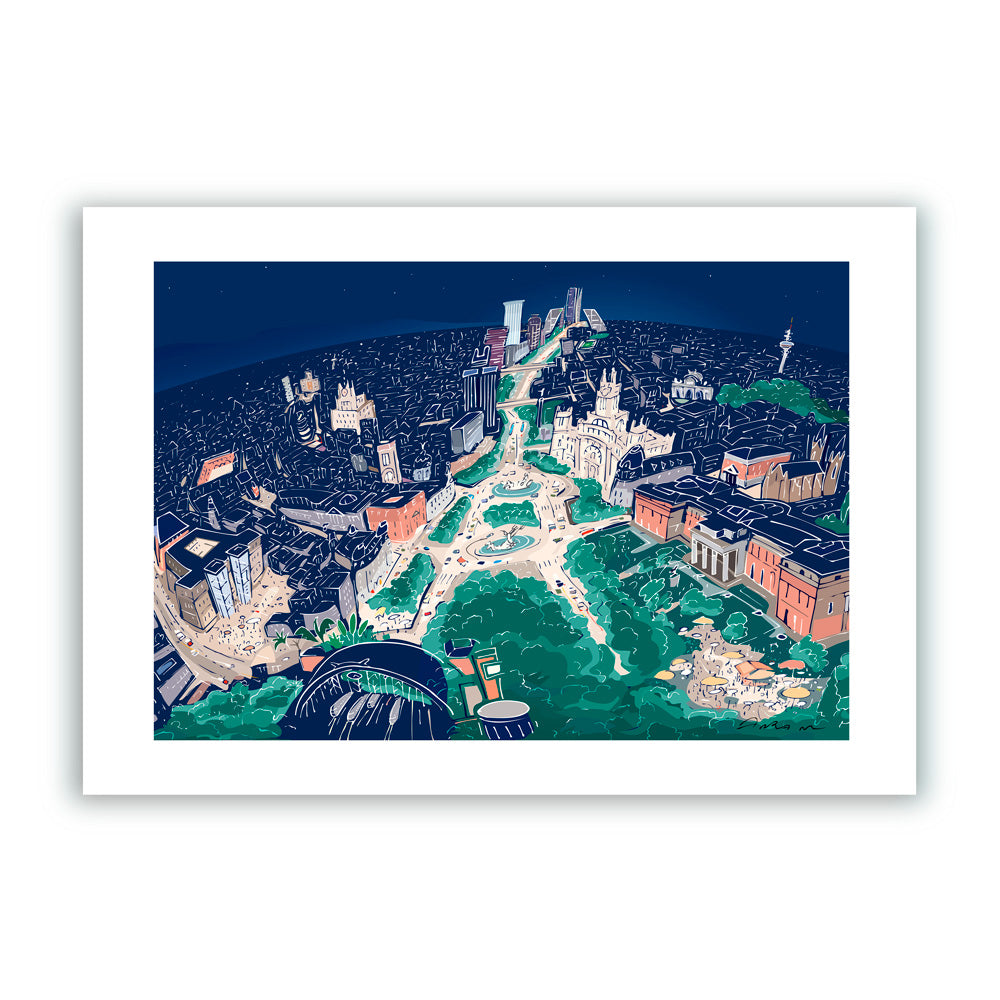 Paseo del Prado de Nuit Impression Giclée