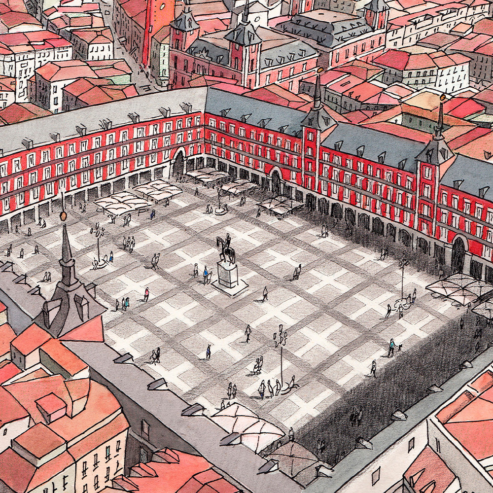 Plaza Mayor Vue Aérienne Impression Giclée