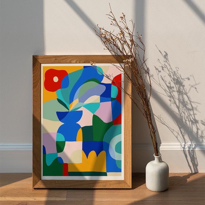 Red Poppy On Blue Vase Digital Print A3