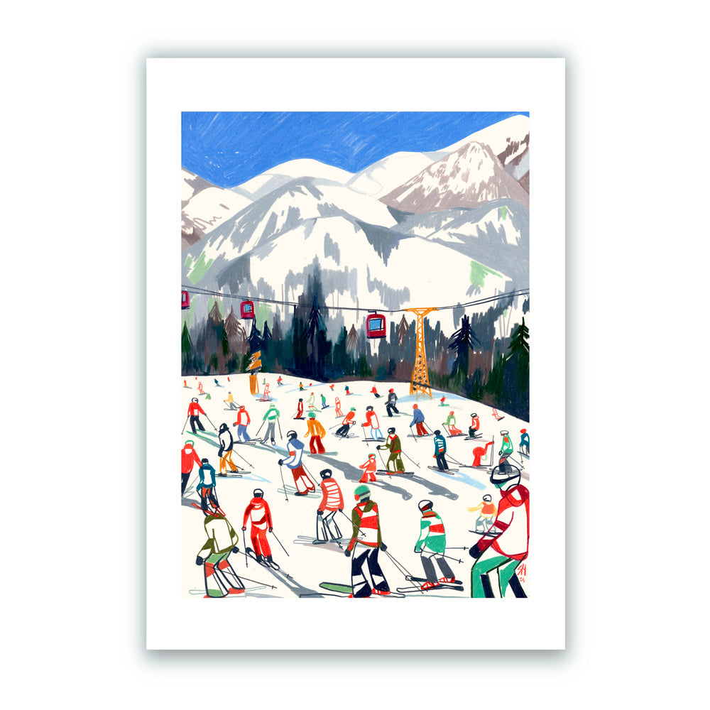 Ski Season in Südtirol Giclée Print A4