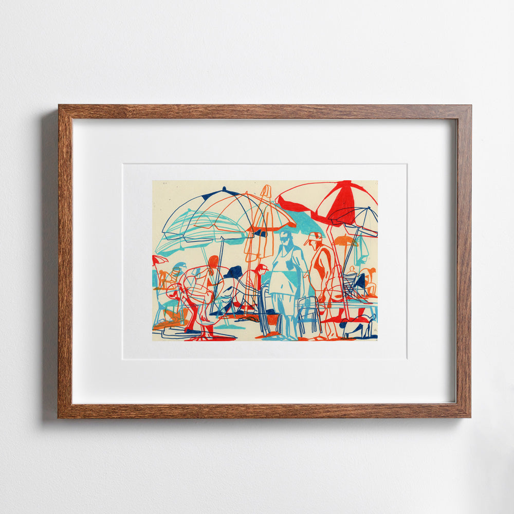 Passing Afternoon at the Beach Impression Giclée A3