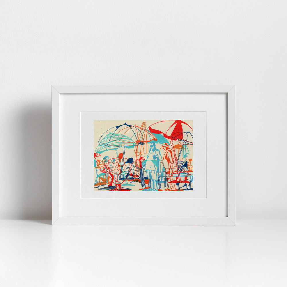 Passing Afternoon at the Beach Impression Giclée A4