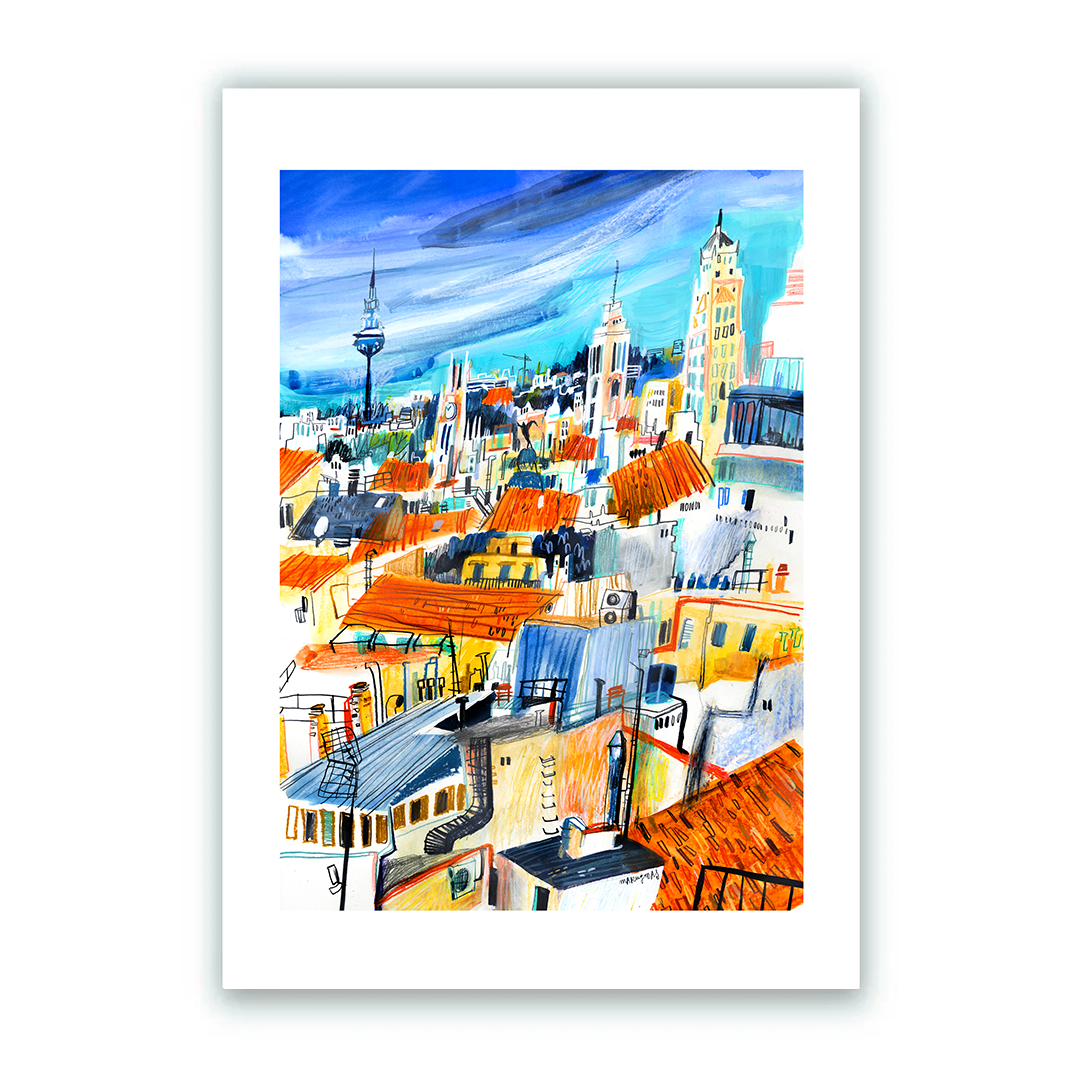 Tejados de Madrid Impression Giclée