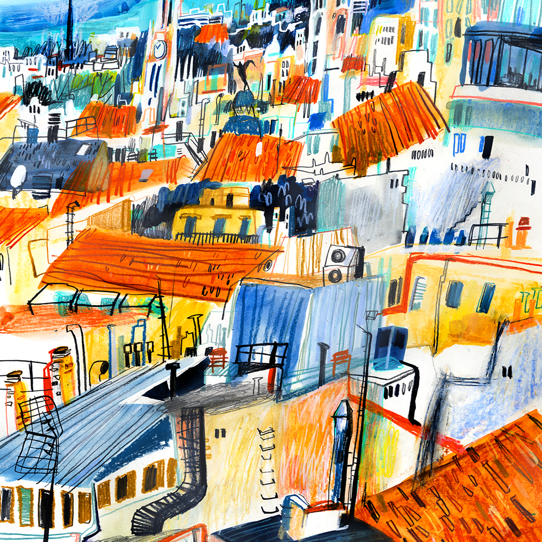Tejados de Madrid Impression Giclée