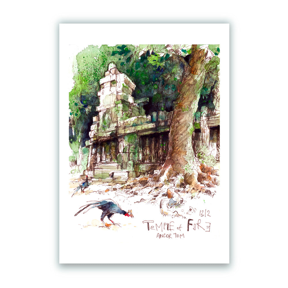 Chicken Temple of fire Angkor Camboya Impresión Giclée A4