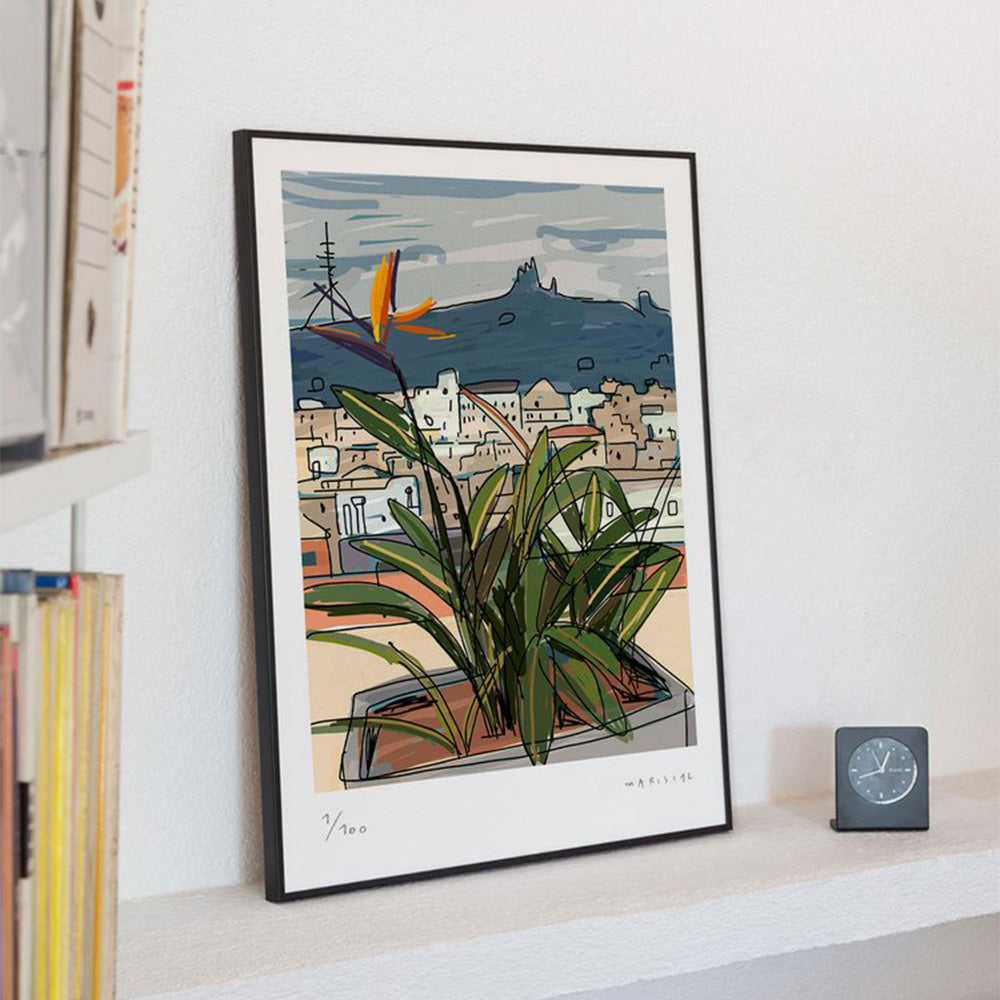 Terrace with Flower Fine Art Print 50x70