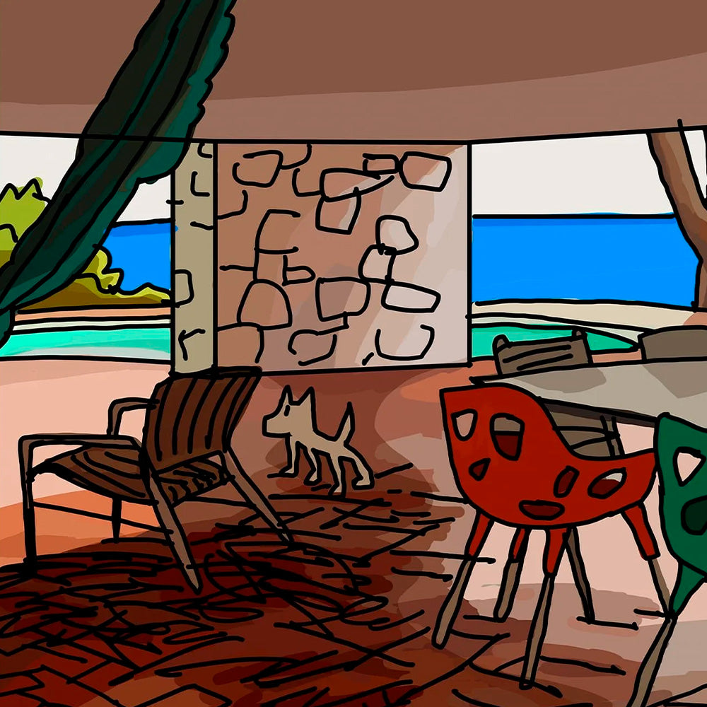 Estampe d'art panoramique sur terrasse d'été