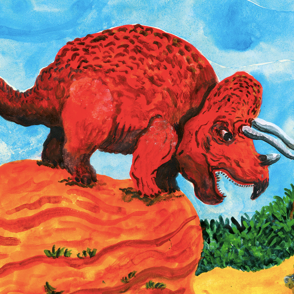 DinoWestern - Triceratops Giclée Print A4