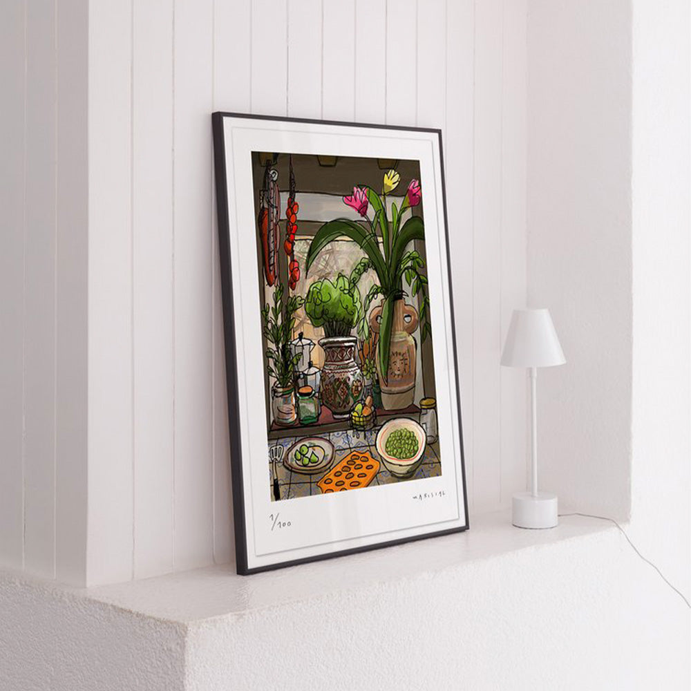 Kitchen Window with Flowers Fine Art Print 50x70