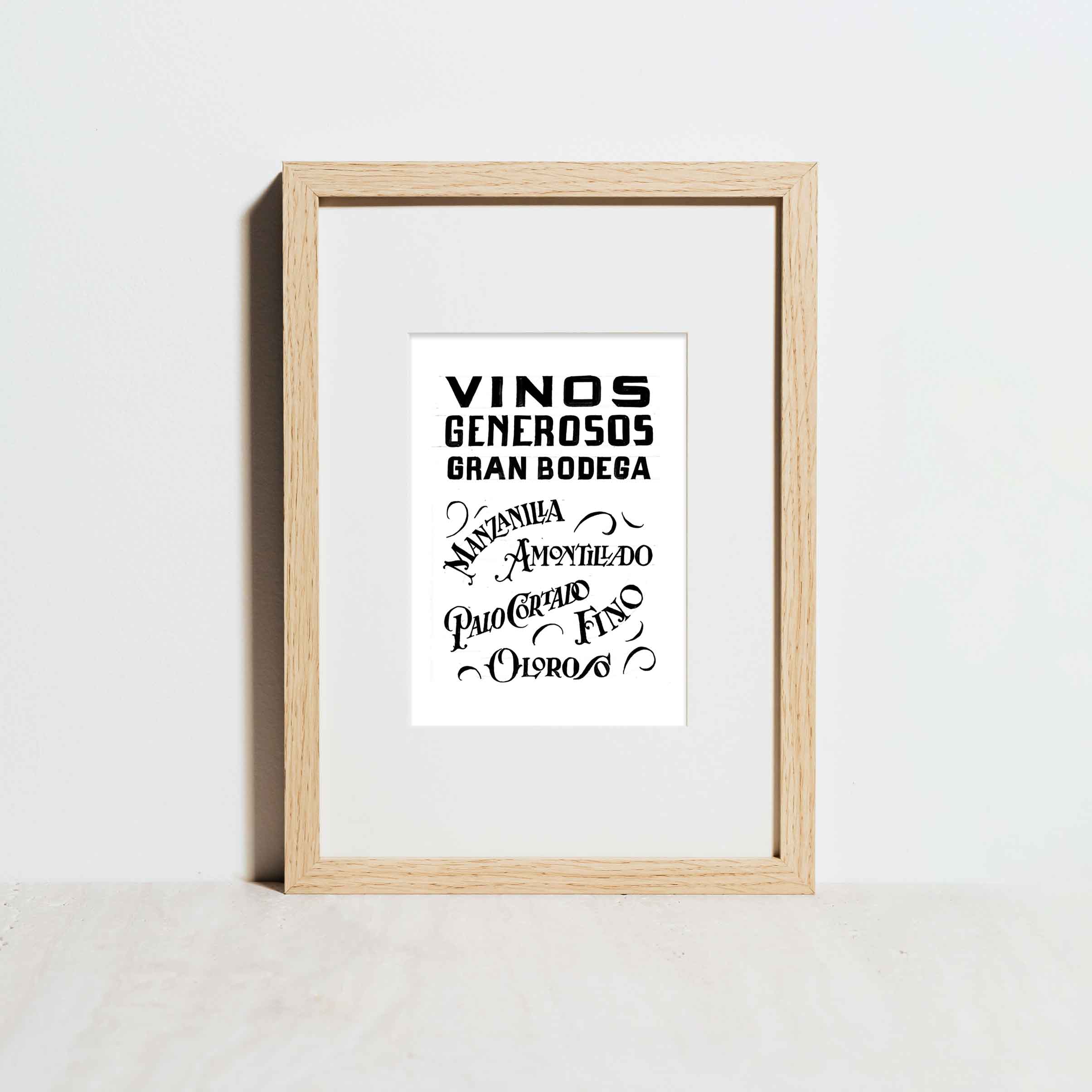 Vinos Generosos BN Impresión Giclée