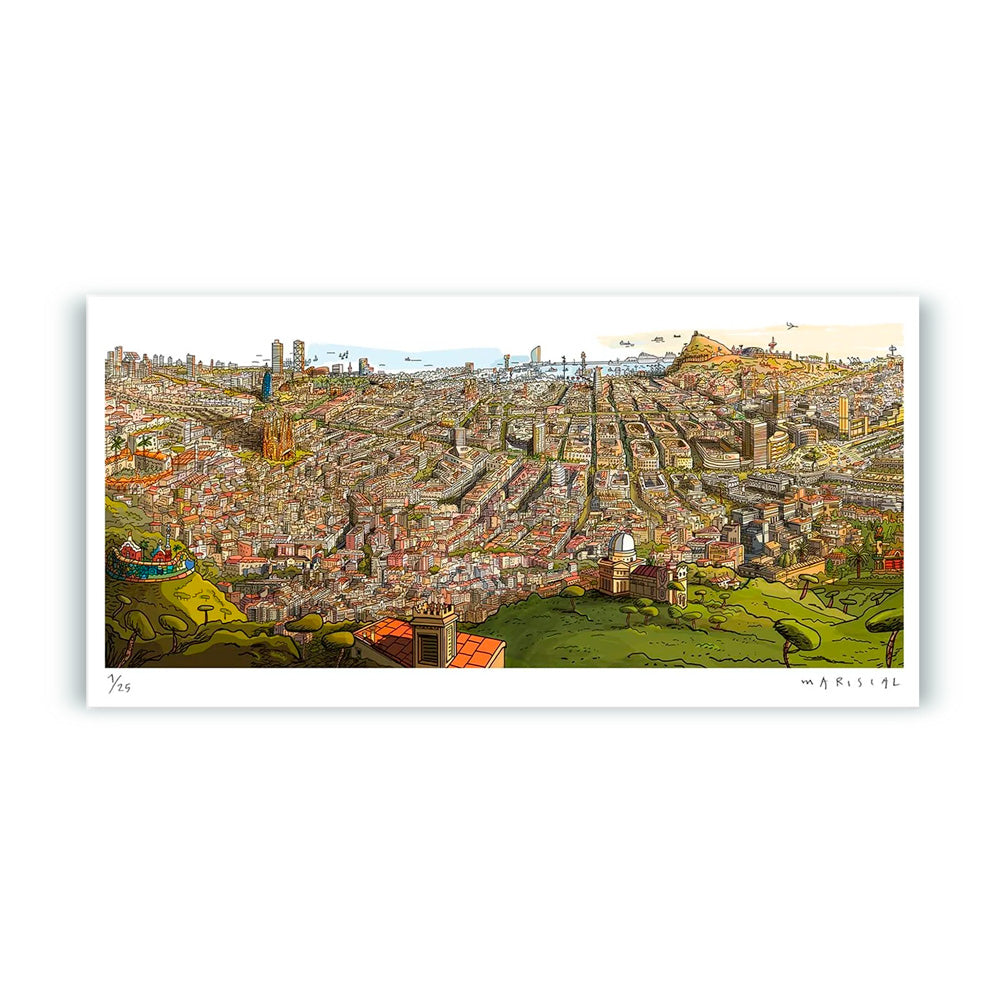 Vues panoramiques du Tibidabo - Estampe d'art