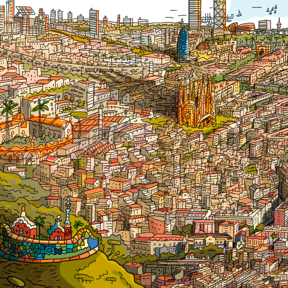 Panorámica Vistas desde el Tibidabo Impresión Fine Art