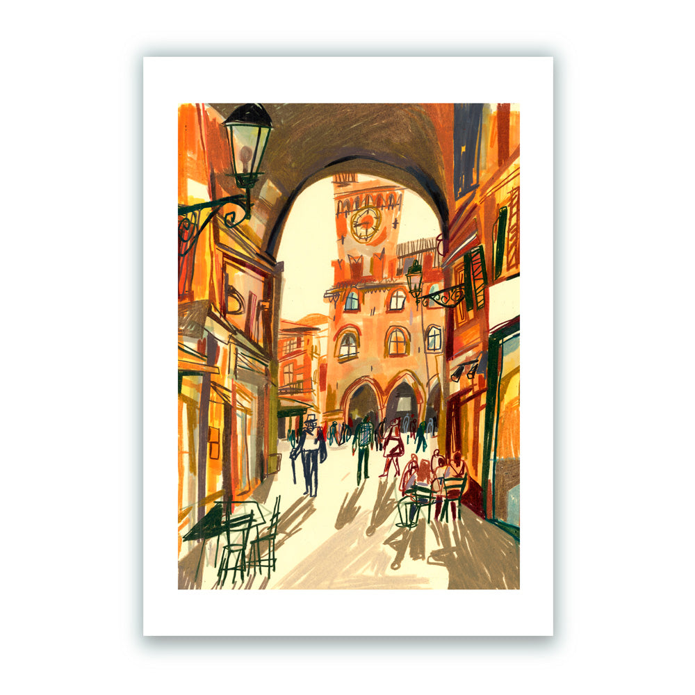 Warm autumn afternoon in Bologna Impression Giclée A3