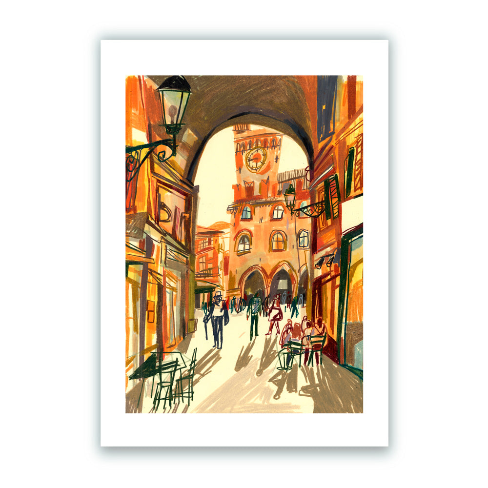 Warm autumn afternoon in Bologna Impression Giclée A4