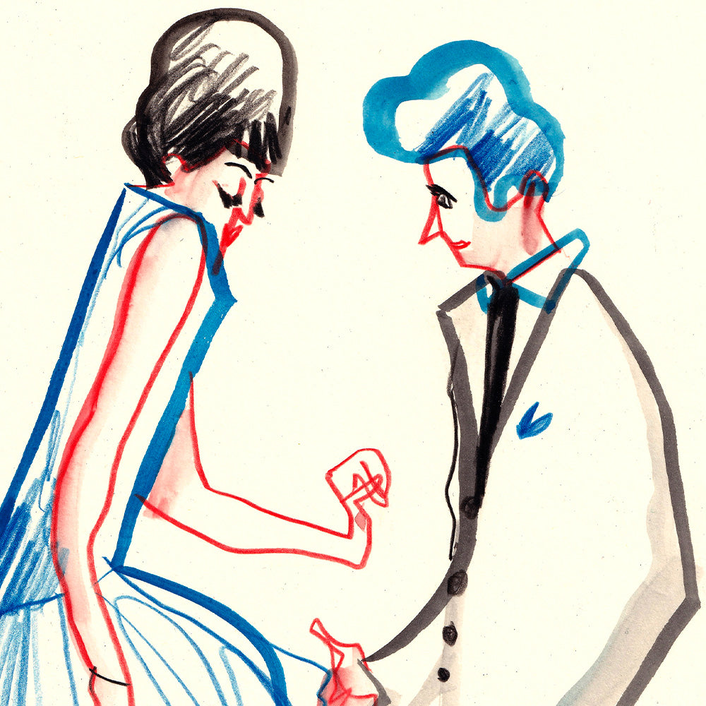 Blue Mod Dancing Giclée Print