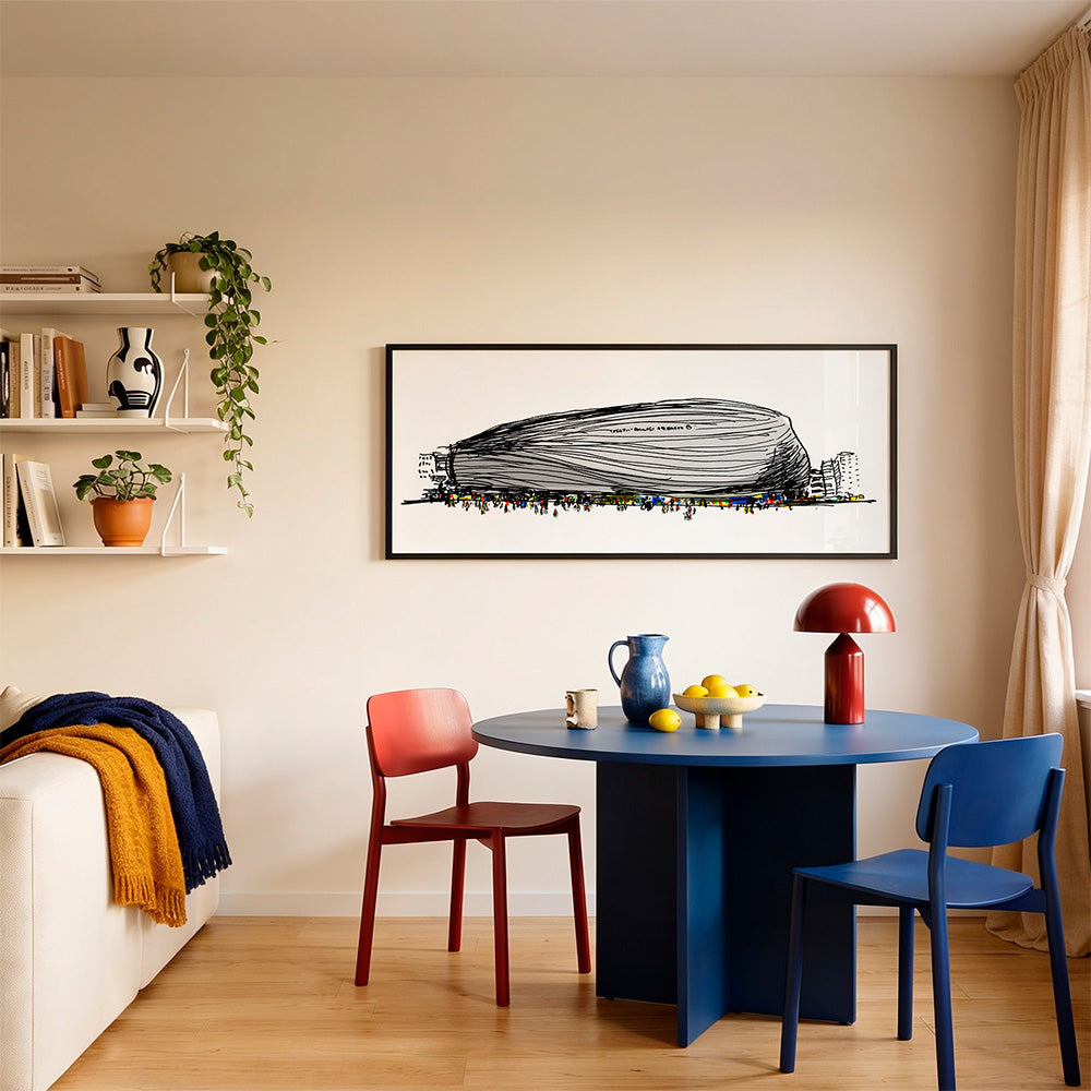 Panorámica Nuevo Estadio Santiago Bernabéu Impresión Giclée ENMARCADO