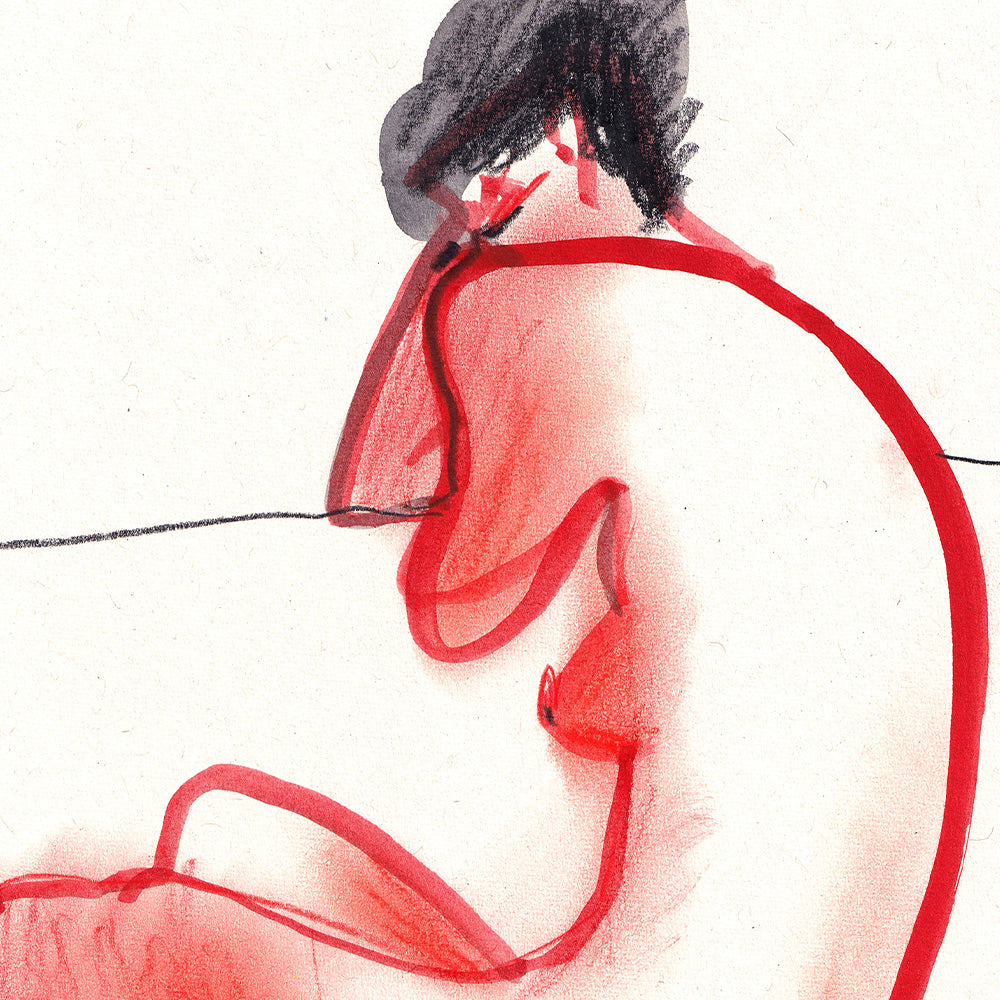Red Model Sleeping Impresión Giclée