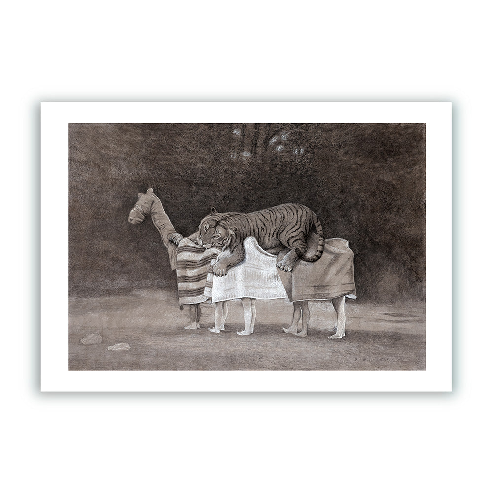 Tiger Attacking a Horse Giclée Print